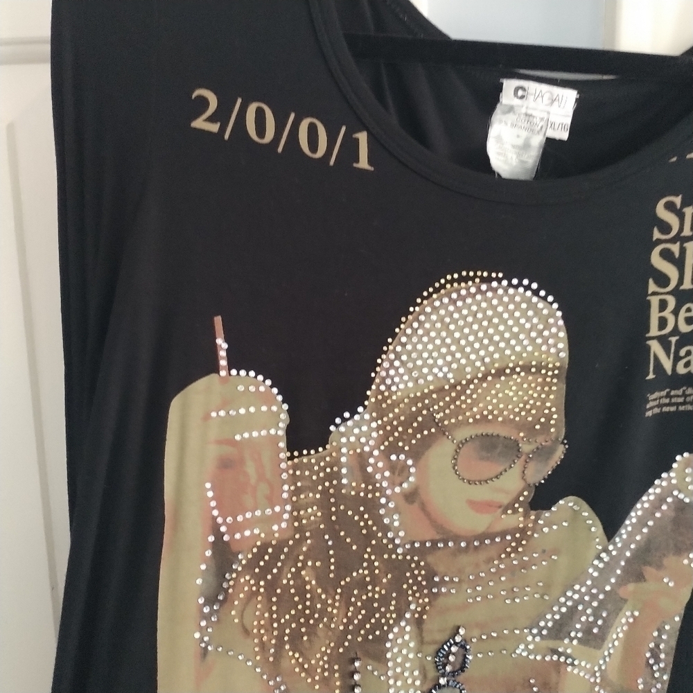 CHAGALL Vintage Bedazzled Top XL The Scene of the Ordinaries - Picture 3 of 12